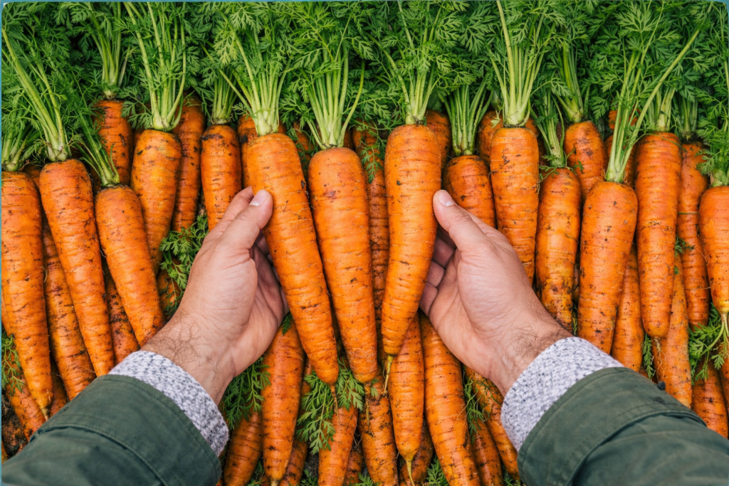 zanahorias con manos
